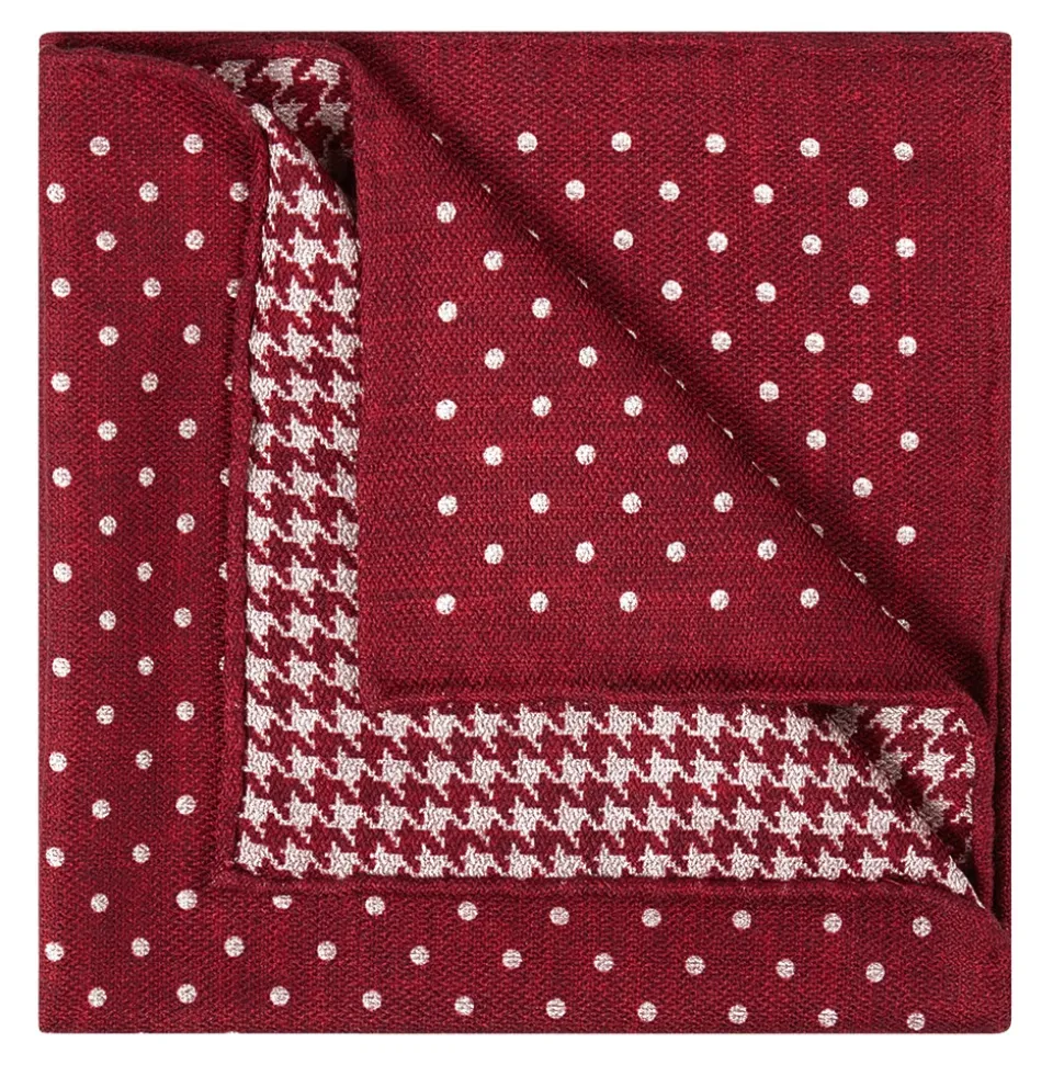 Viola Milano - Double Face Printed 100% Cashmere Pocket Square - Red Mix - Handmade in Italy - Luxury Exclusive Collection - Avvenice