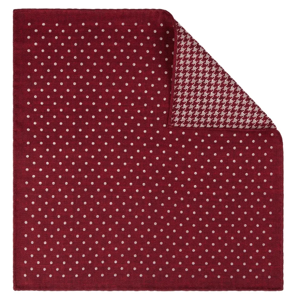 Viola Milano - Double Face Printed 100% Cashmere Pocket Square - Red Mix - Handmade in Italy - Luxury Exclusive Collection - Avvenice