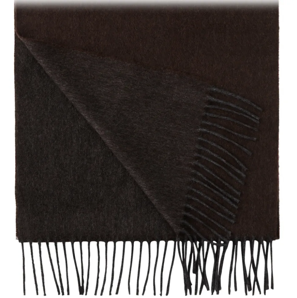 Viola Milano - Double Face 100% Zibellino Cashmere Scarf - Brown/Grey - Handmade in Italy - Luxury Exclusive Collection - Avvenice