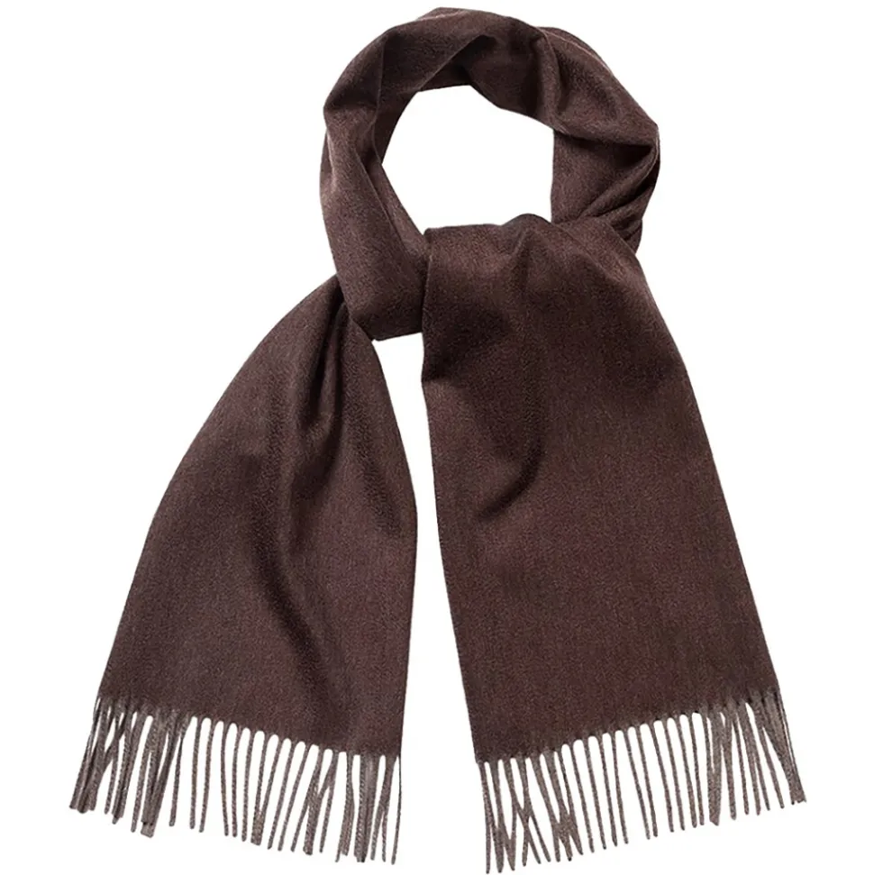 Viola Milano - Double Face 100% Zibellino Cashmere Scarf - Brown/Taupe - Handmade in Italy - Luxury Exclusive Collection - Avvenice