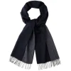 Viola Milano - Double Face 100% Zibellino Cashmere Scarf - Navy/Grey - Handmade in Italy - Luxury Exclusive Collection - Avvenice