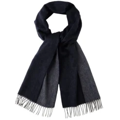 Viola Milano - Double Face 100% Zibellino Cashmere Scarf - Navy/Grey - Handmade in Italy - Luxury Exclusive Collection - Avvenice