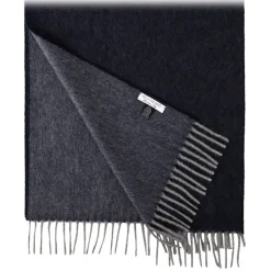 Viola Milano - Double Face 100% Zibellino Cashmere Scarf - Navy/Grey - Handmade in Italy - Luxury Exclusive Collection - Avvenice