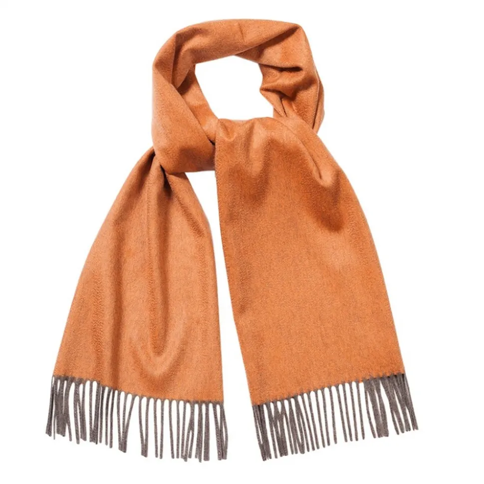 Viola Milano - Double Face Zibellino Cashmere Scarf - Orange Mix - Handmade in Italy - Luxury Exclusive Collection - Avvenice