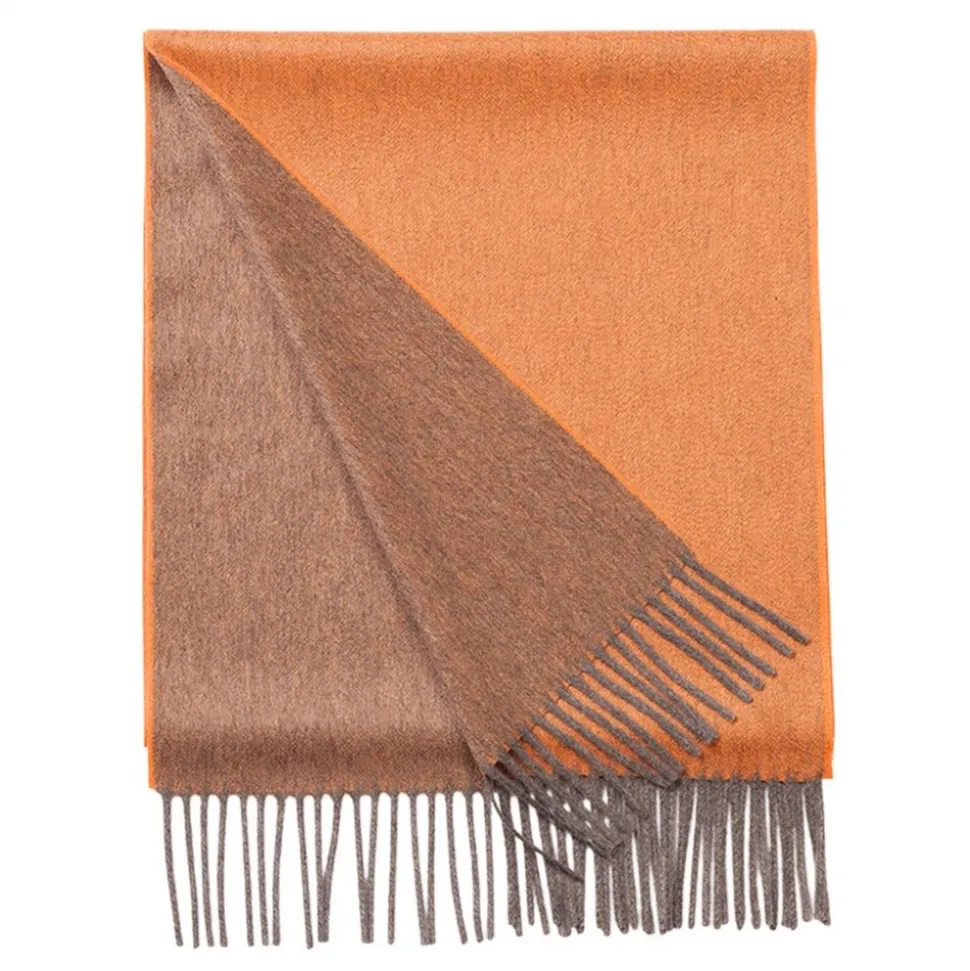 Viola Milano - Double Face Zibellino Cashmere Scarf - Orange Mix - Handmade in Italy - Luxury Exclusive Collection - Avvenice