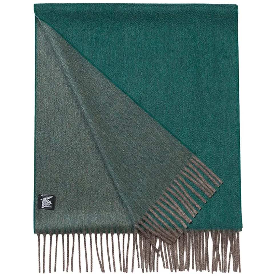 Viola Milano - Double Face 100% Zibellino Cashmere Scarf - Green/Taupe - Handmade in Italy - Luxury Exclusive Collection - Avvenice