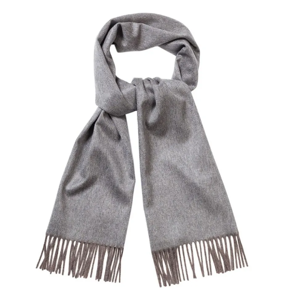 Viola Milano - Double Face Zibellino Cashmere Scarf - Grey and Taupe - Handmade in Italy - Luxury Exclusive Collection - Avvenice