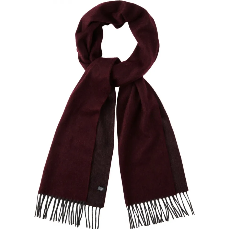 Viola Milano - Double Face 100% Zibellino Cashmere Scarf - Burgundy/Grey - Handmade in Italy - Luxury Exclusive Collection - Avvenice