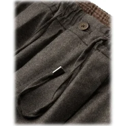 Viola Milano - Drawstring Limited Sports Club Flannel Trousers - Brown - Handmade in Italy - Luxury Exclusive Collection - Avvenice