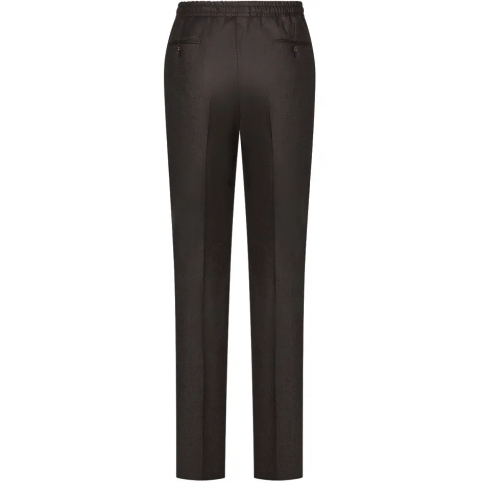 Viola Milano - Drawstring Limited Sports Club Flannel Trousers - Brown - Handmade in Italy - Luxury Exclusive Collection - Avvenice