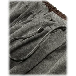 Viola Milano - Drawstring Limited Sports Club Jersey Trousers - Grey - Handmade in Italy - Luxury Exclusive Collection - Avvenice