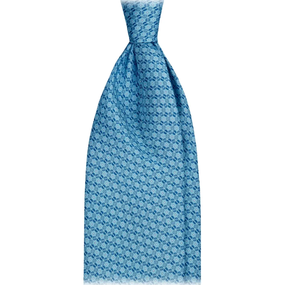 Viola Milano - Dynamic Floral Selftipped Silk Tie - Sea - Handmade in Italy - Luxury Exclusive Collection - Avvenice