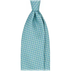 Viola Milano - Dynamic Floral Selftipped Silk Tie - Menthol - Handmade in Italy - Luxury Exclusive Collection - Avvenice