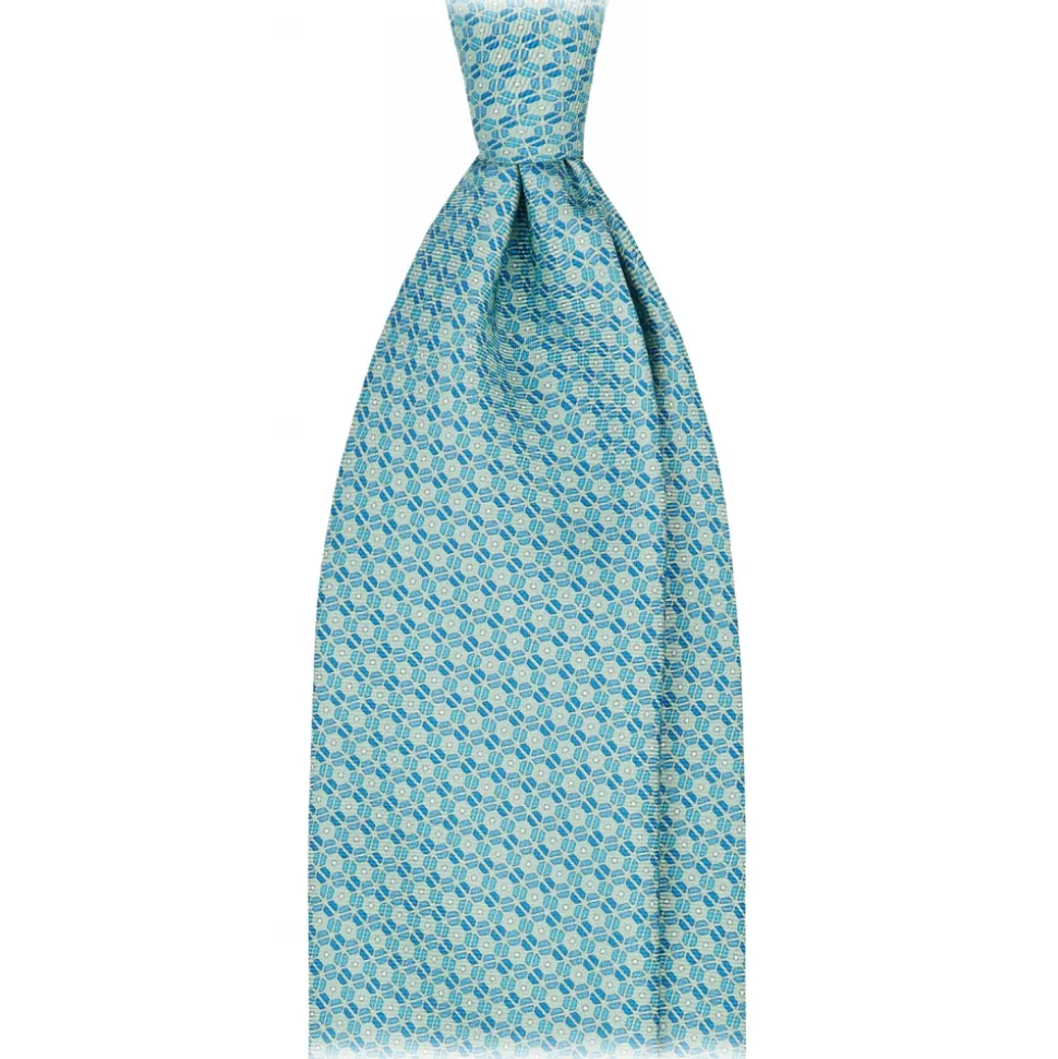 Viola Milano - Dynamic Floral Selftipped Silk Tie - Menthol - Handmade in Italy - Luxury Exclusive Collection - Avvenice