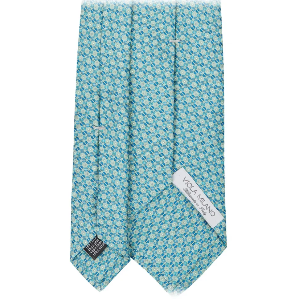 Viola Milano - Dynamic Floral Selftipped Silk Tie - Menthol - Handmade in Italy - Luxury Exclusive Collection - Avvenice