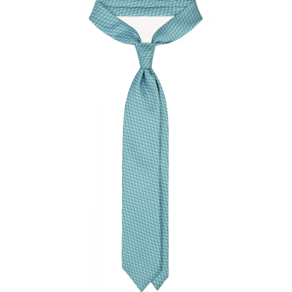 Viola Milano - Dynamic Floral Selftipped Silk Tie - Menthol - Handmade in Italy - Luxury Exclusive Collection - Avvenice