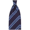 Viola Milano - Fina Stripe 3-Fold Grenadine Tie - Navy/Blue - Handmade in Italy - Luxury Exclusive Collection - Avvenice
