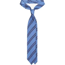 Viola Milano - Fina Stripe 3-Fold Grenadine Tie - Blue Mix - Handmade in Italy - Luxury Exclusive Collection - Avvenice