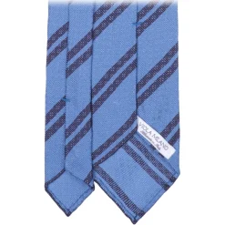 Viola Milano - Fina Stripe 3-Fold Grenadine Tie - Blue Mix - Handmade in Italy - Luxury Exclusive Collection - Avvenice