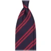 Viola Milano - Fina Stripe 3-Fold Grenadine Tie - Navy/Red - Handmade in Italy - Luxury Exclusive Collection - Avvenice