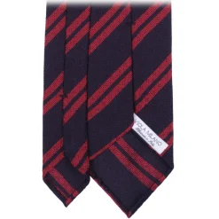 Viola Milano - Fina Stripe 3-Fold Grenadine Tie - Navy/Red - Handmade in Italy - Luxury Exclusive Collection - Avvenice