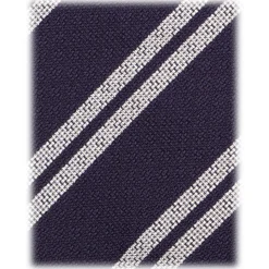 Viola Milano - Fina Stripe 3-Fold Grenadine Tie - Navy/White - Handmade in Italy - Luxury Exclusive Collection - Avvenice