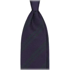 Viola Milano - Fina Stripe 3-Fold Grenadine Tie - Navy/Forest - Handmade in Italy - Luxury Exclusive Collection - Avvenice