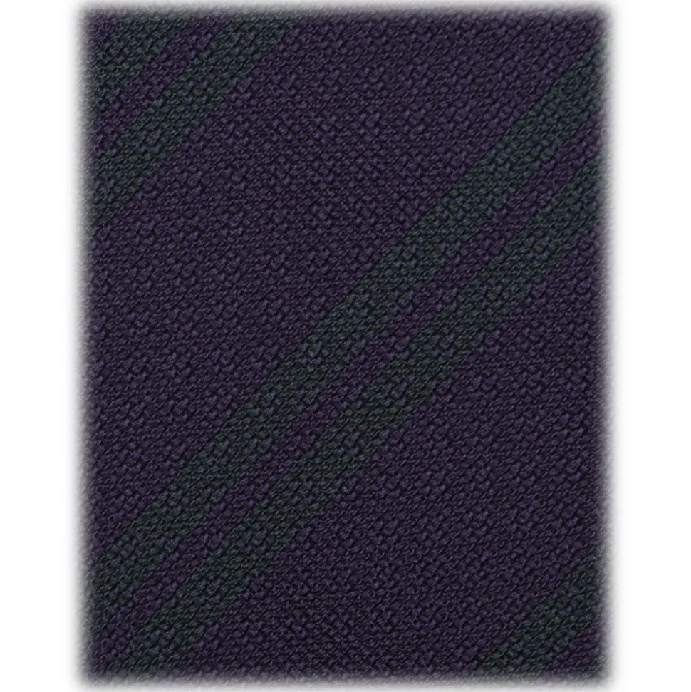 Viola Milano - Fina Stripe 3-Fold Grenadine Tie - Navy/Forest - Handmade in Italy - Luxury Exclusive Collection - Avvenice