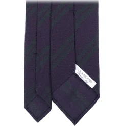 Viola Milano - Fina Stripe 3-Fold Grenadine Tie - Navy/Forest - Handmade in Italy - Luxury Exclusive Collection - Avvenice