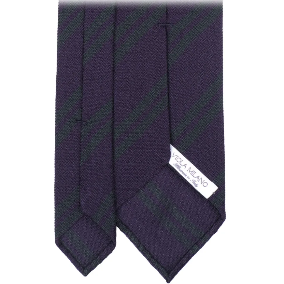 Viola Milano - Fina Stripe 3-Fold Grenadine Tie - Navy/Forest - Handmade in Italy - Luxury Exclusive Collection - Avvenice
