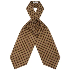 Viola Milano - Floral Italian Silk Ascot Tie - Sand - Handmade in Italy - Luxury Exclusive Collection - Avvenice