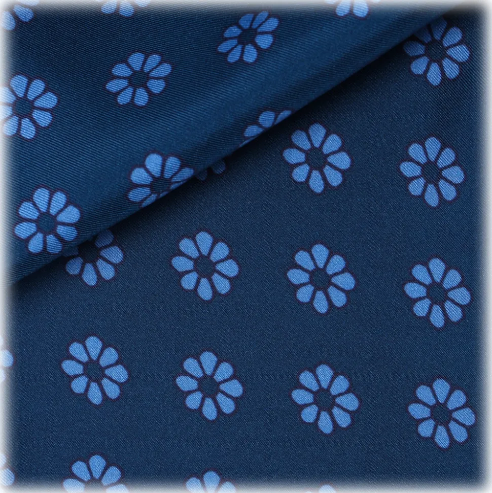 Viola Milano - Floral Italian Silk Ascot Tie - Navy - Handmade in Italy - Luxury Exclusive Collection - Avvenice