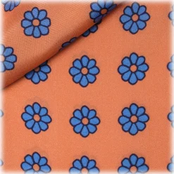 Viola Milano - Floral Italian Silk Ascot Tie - Orange - Handmade in Italy - Luxury Exclusive Collection - Avvenice