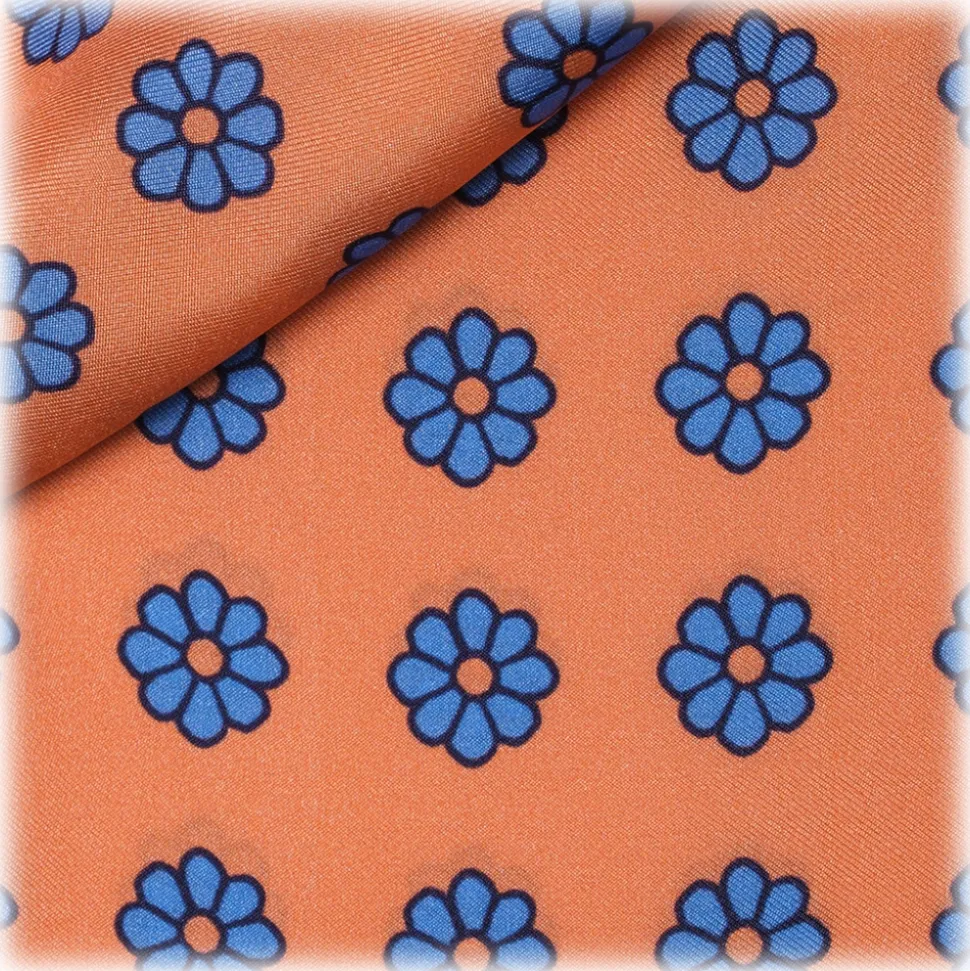 Viola Milano - Floral Italian Silk Ascot Tie - Orange - Handmade in Italy - Luxury Exclusive Collection - Avvenice
