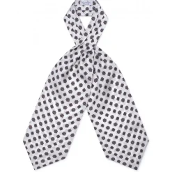 Viola Milano - Floral Italian Silk Ascot Tie - White - Handmade in Italy - Luxury Exclusive Collection - Avvenice