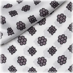 Viola Milano - Floral Italian Silk Ascot Tie - White - Handmade in Italy - Luxury Exclusive Collection - Avvenice