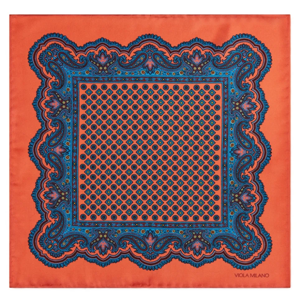 Viola Milano - Floral Pattern Printed Solid Silk Pocket Square - Rose - Handmade in Italy - Luxury Exclusive Collection - Avvenice