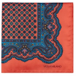 Viola Milano - Floral Pattern Printed Solid Silk Pocket Square - Rose - Handmade in Italy - Luxury Exclusive Collection - Avvenice