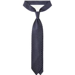 Viola Milano - Floral Pattern Selftipped Italian Silk Tie - Navy/White - Handmade in Italy - Luxury Exclusive Collection - Avvenice