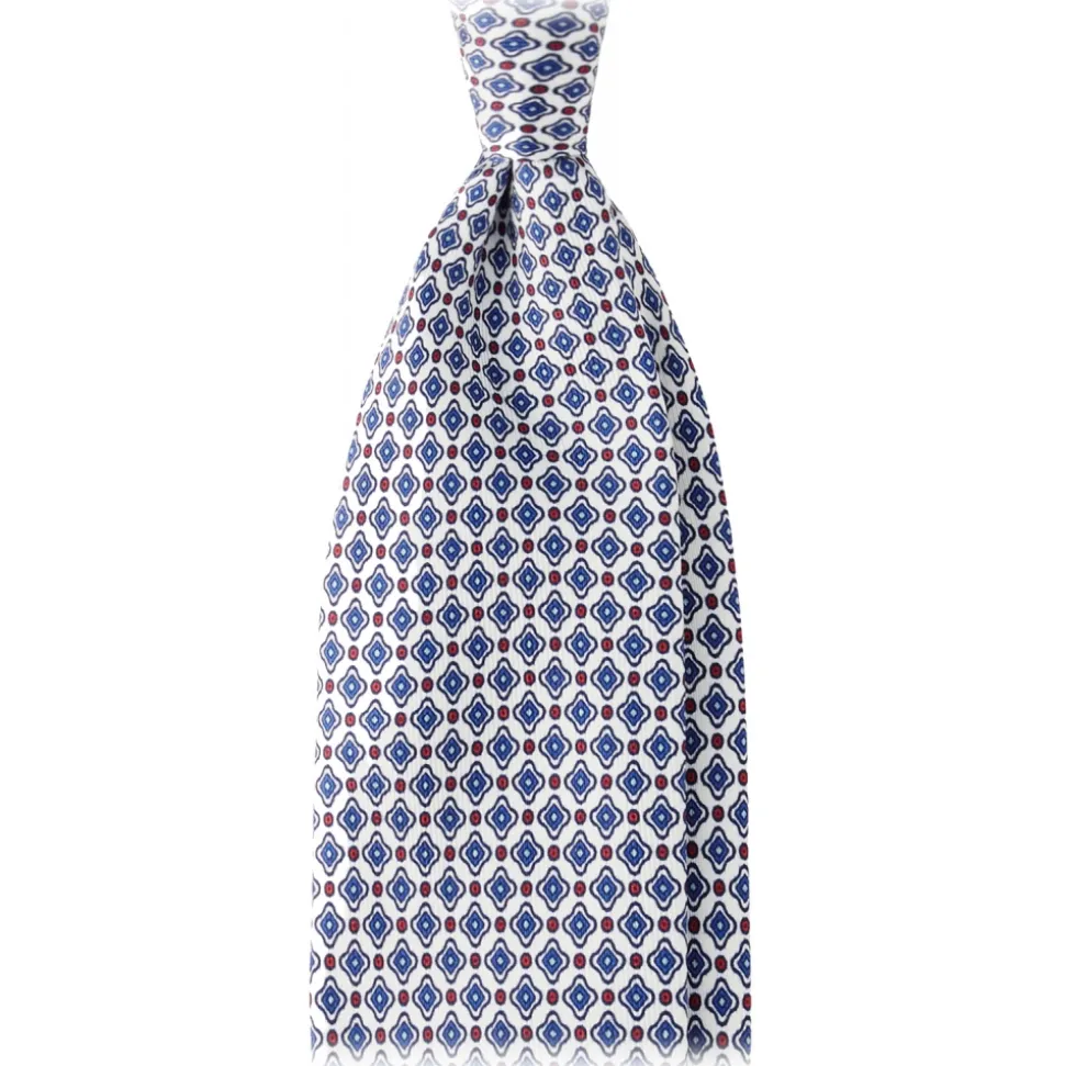 Viola Milano - Floral Pattern Selftipped Silk Tie - White - Handmade in Italy - Luxury Exclusive Collection - Avvenice