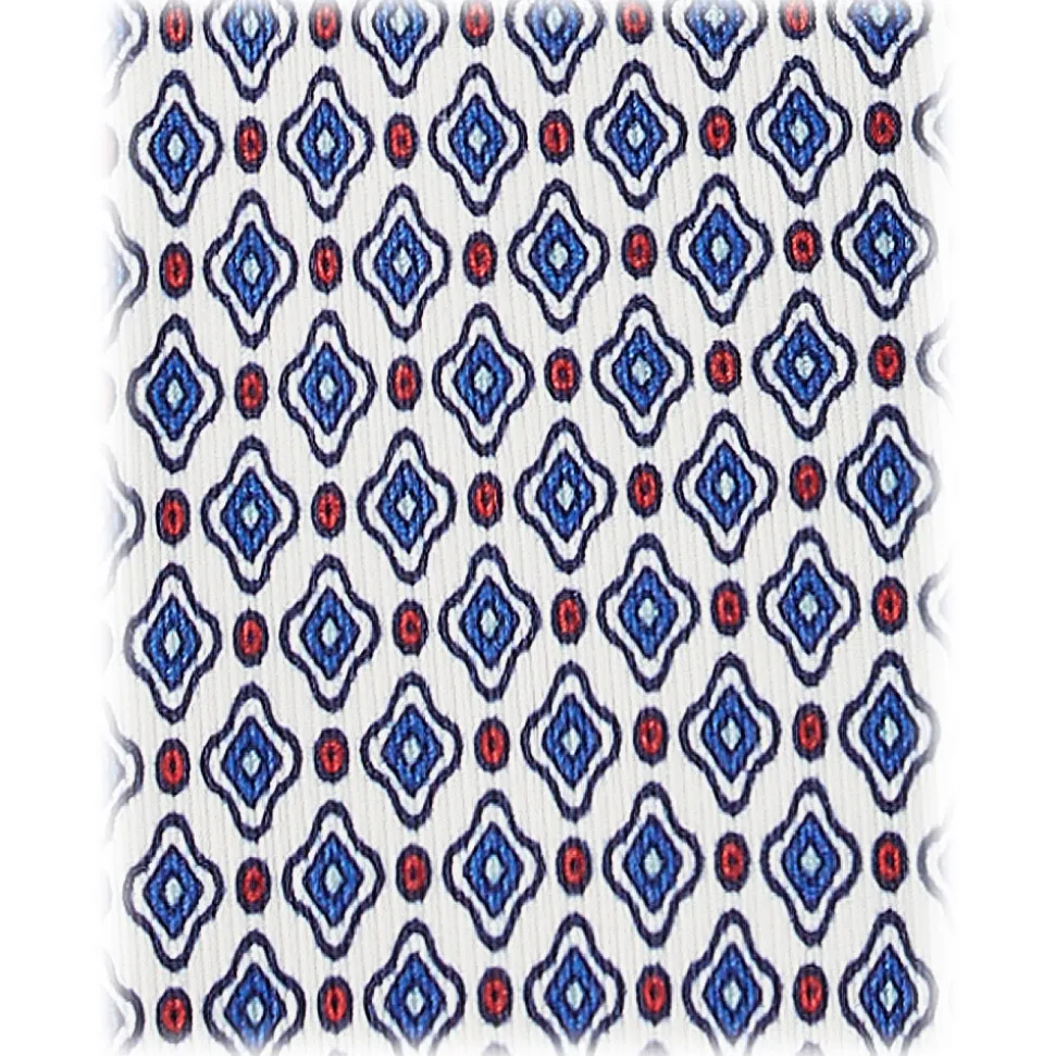 Viola Milano - Floral Pattern Selftipped Silk Tie - White - Handmade in Italy - Luxury Exclusive Collection - Avvenice