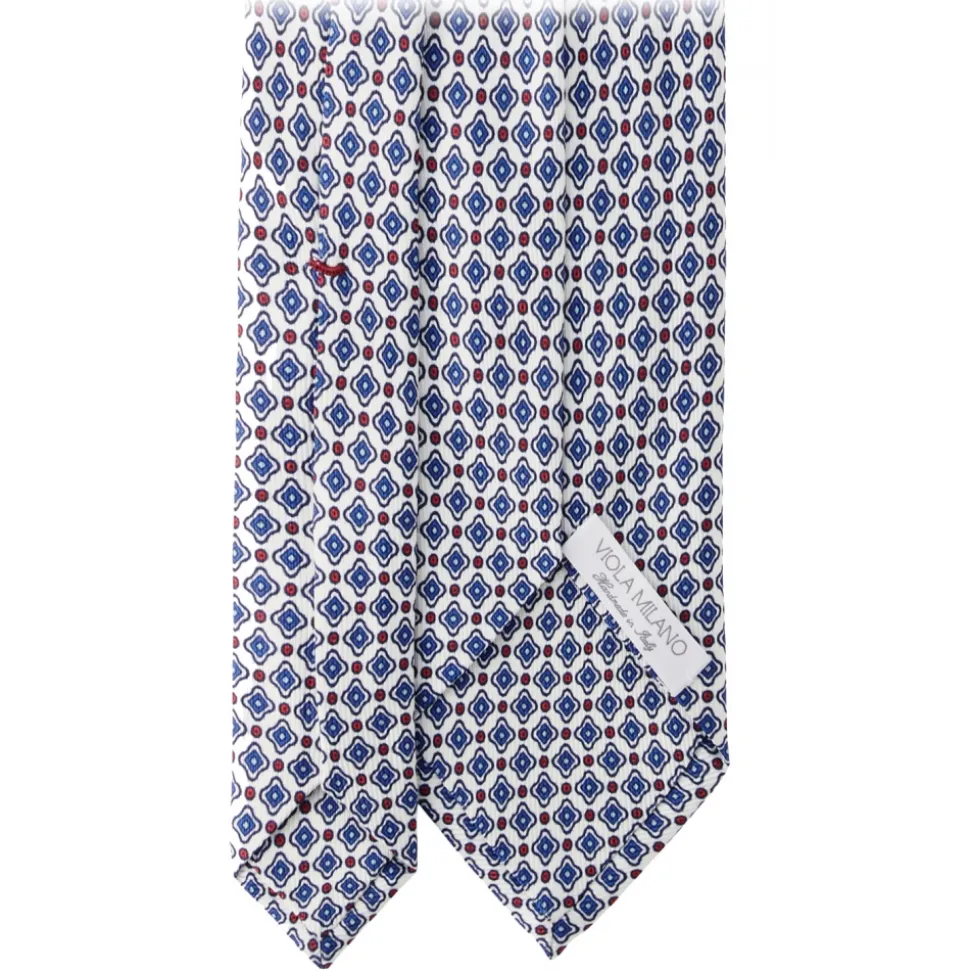 Viola Milano - Floral Pattern Selftipped Silk Tie - White - Handmade in Italy - Luxury Exclusive Collection - Avvenice
