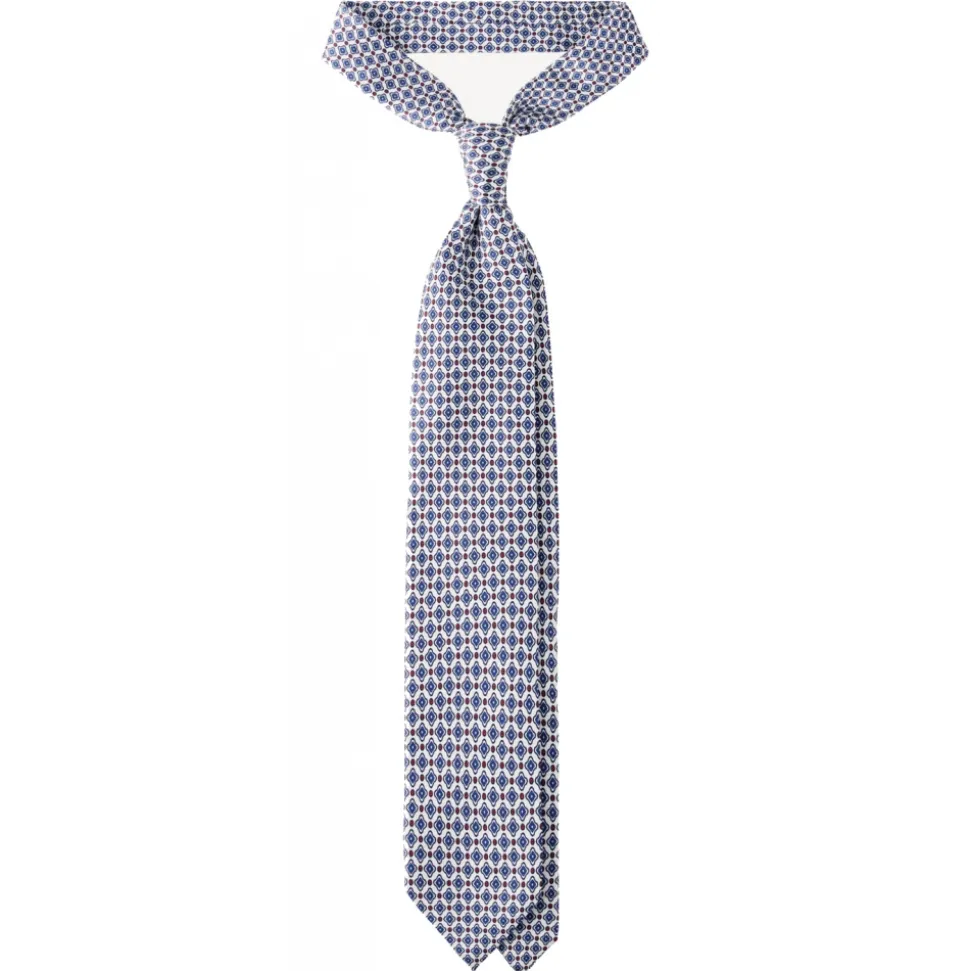 Viola Milano - Floral Pattern Selftipped Silk Tie - White - Handmade in Italy - Luxury Exclusive Collection - Avvenice