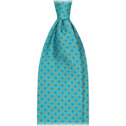 Viola Milano - Floral Pattern Selftipped Silk Tie - Turquoise - Handmade in Italy - Luxury Exclusive Collection - Avvenice