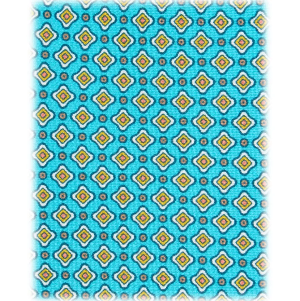 Viola Milano - Floral Pattern Selftipped Silk Tie - Turquoise - Handmade in Italy - Luxury Exclusive Collection - Avvenice