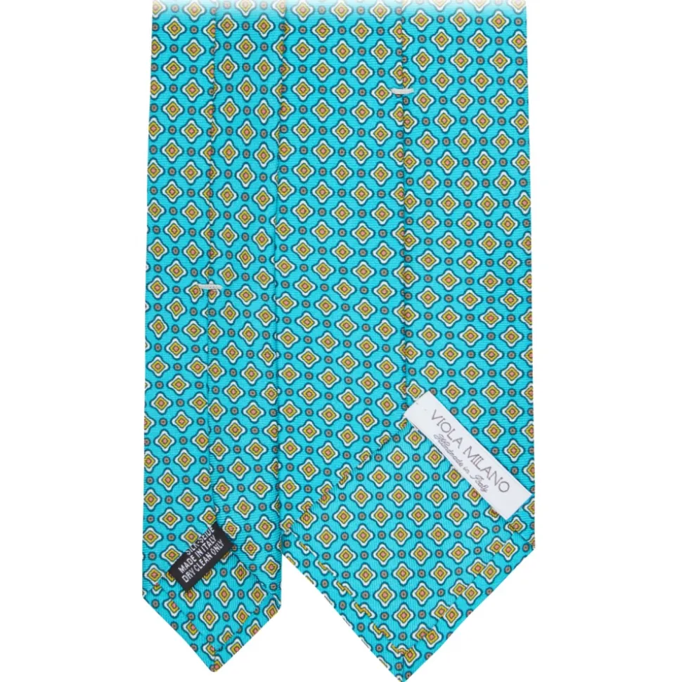 Viola Milano - Floral Pattern Selftipped Silk Tie - Turquoise - Handmade in Italy - Luxury Exclusive Collection - Avvenice
