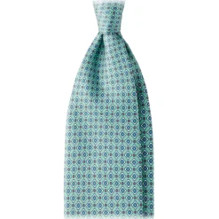 Viola Milano - Floral Pattern Selftipped Silk Tie - Menthol - Handmade in Italy - Luxury Exclusive Collection - Avvenice
