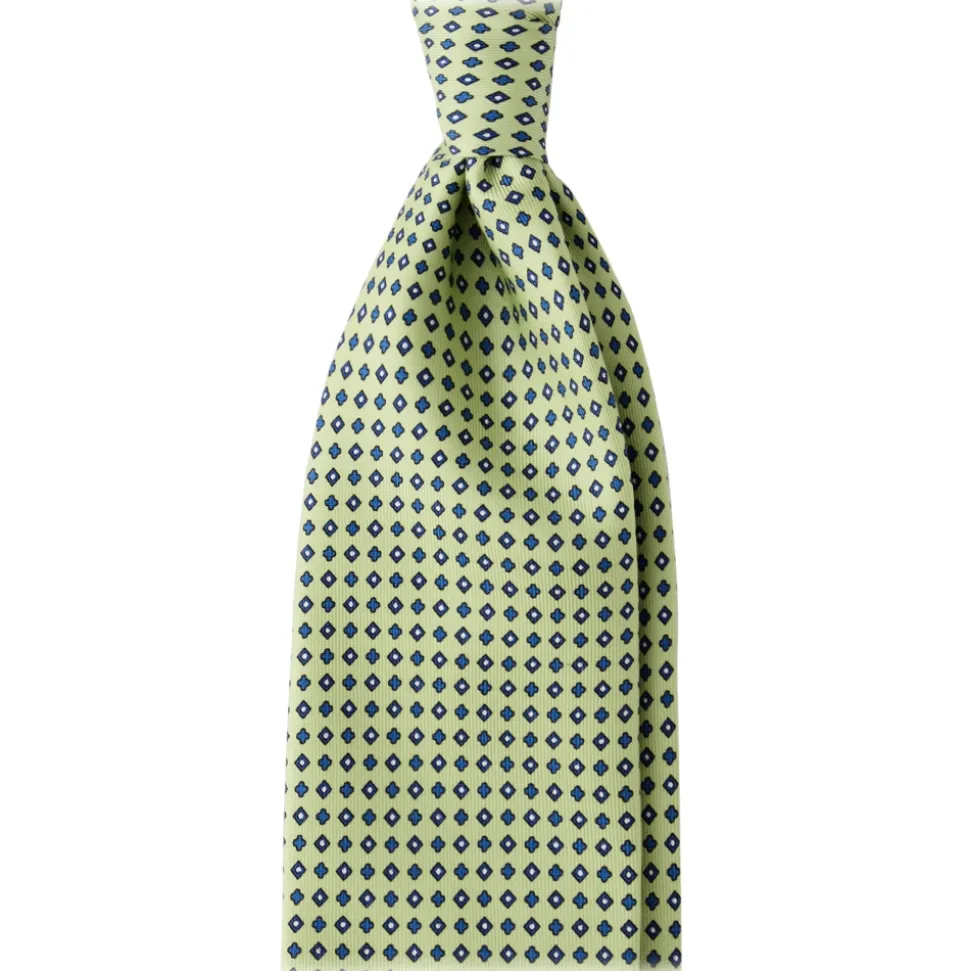 Viola Milano - Floral Pattern Handprinted Selftipped Silk Tie - Apple - Made in Italy - Luxury Exclusive Collection - Avvenice