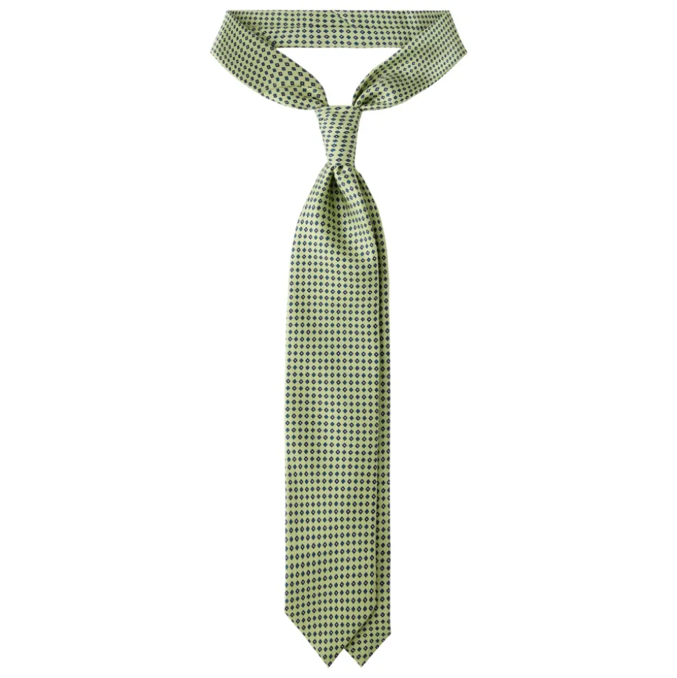 Viola Milano - Floral Pattern Handprinted Selftipped Silk Tie - Apple - Made in Italy - Luxury Exclusive Collection - Avvenice