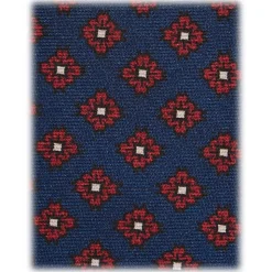 Viola Milano - Floral Pattern Selftipped Silk Tie - Navy/Wine - Handmade in Italy - Luxury Exclusive Collection - Avvenice